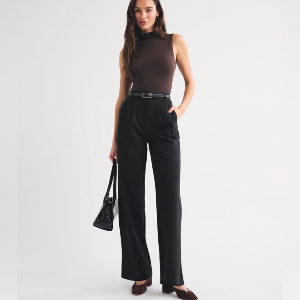 Abercrombie & Fitch Sloane Black Wide Leg Tailored Pants